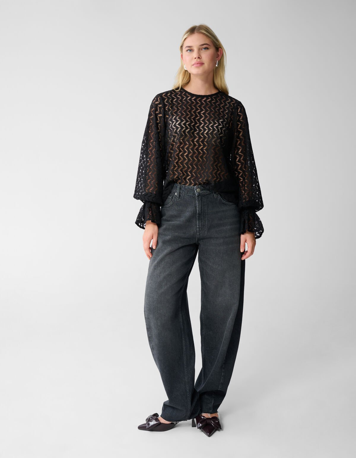 Kanten Zigzag Top Zwart SHOEBY WOMEN