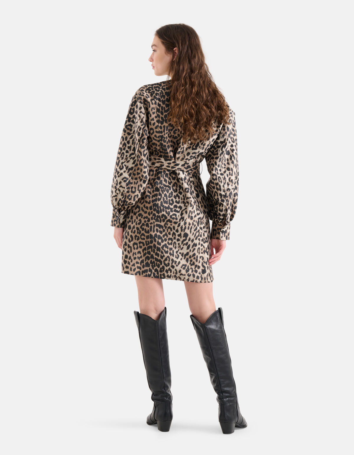 Leopard Jacquard Jurk Bruin SHOEBY WOMEN