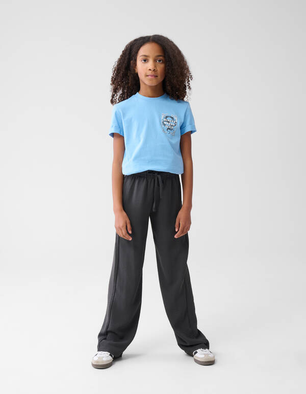 Twist Wide Leg Broek Donkergrijs SHOEBY GIRLS