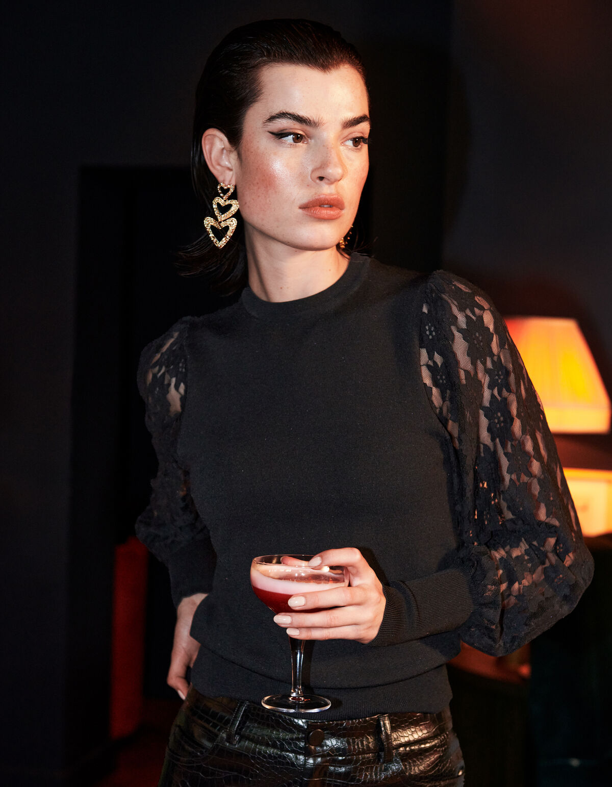 Kanten Top Zwart SHOEBY WOMEN