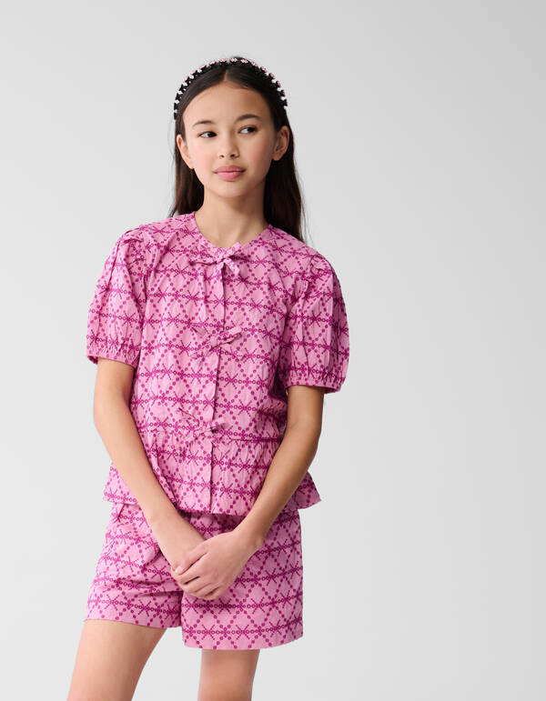 Embroidery Strik Blouse Roze SHOEBY GIRLS