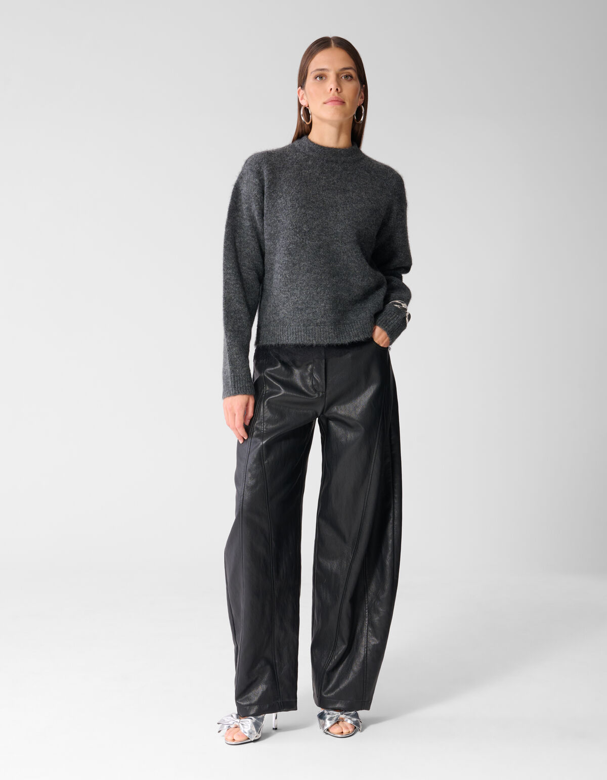 Lace Gebreide Trui Donkergrijs SHOEBY WOMEN