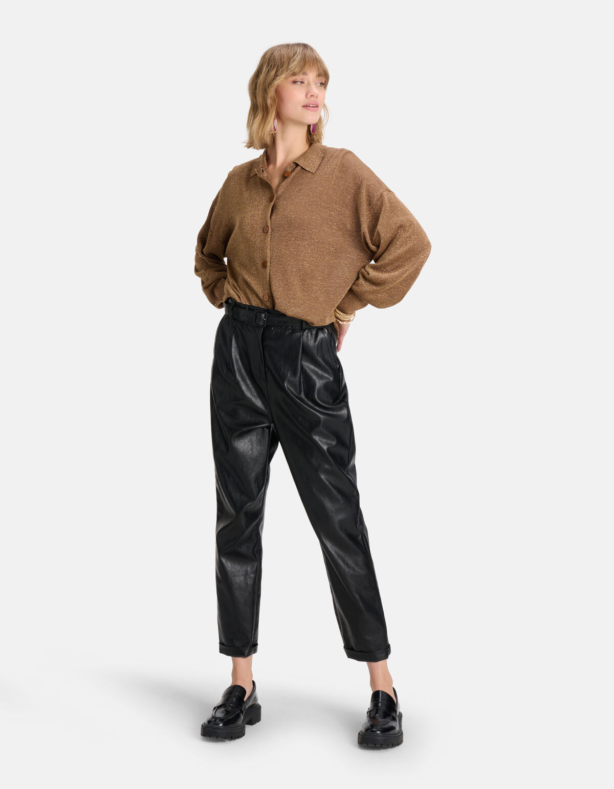 Glitter Blouse Bruin SHOEBY WOMEN