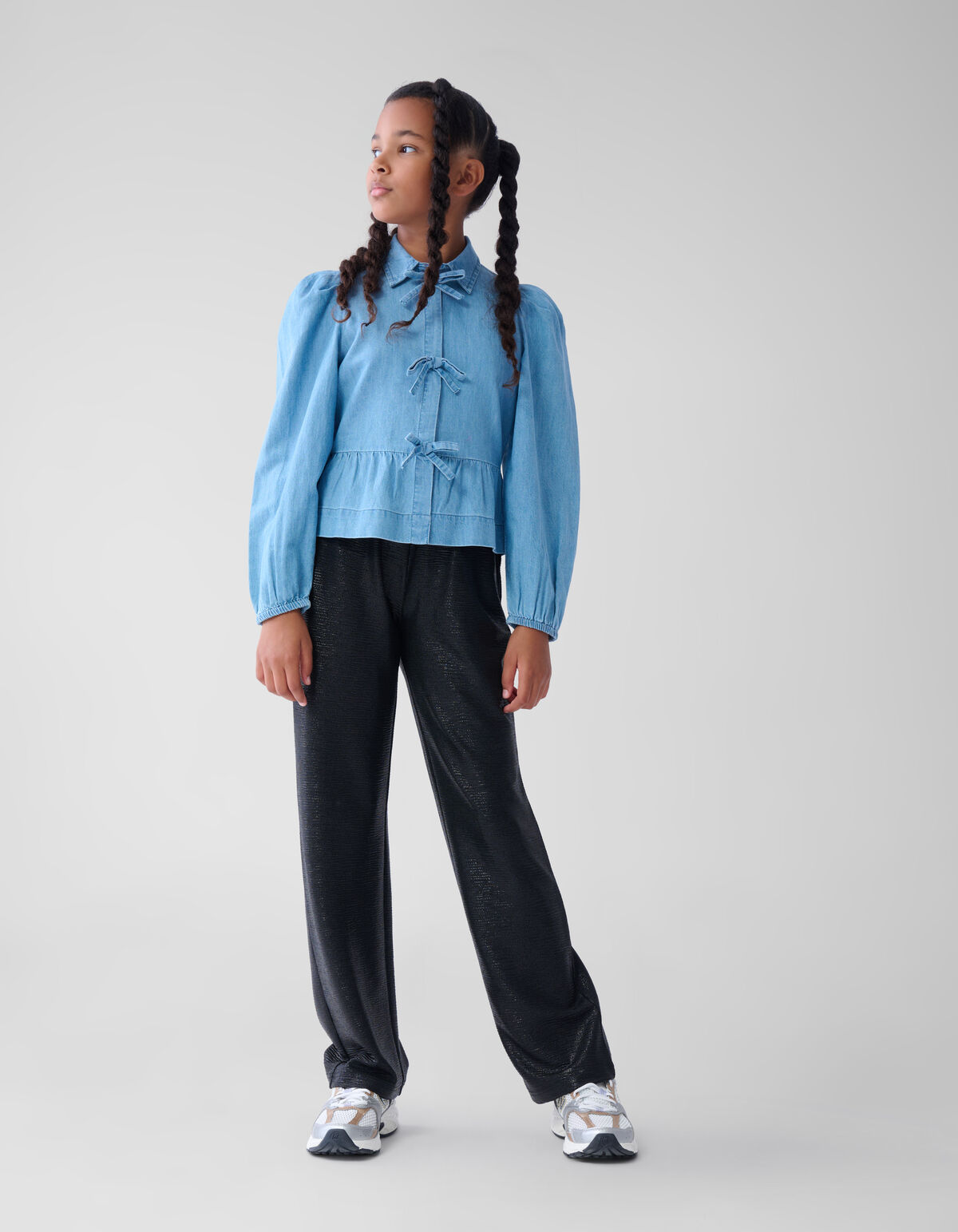 Metallic Wide Leg Broek Zwart SHOEBY GIRLS