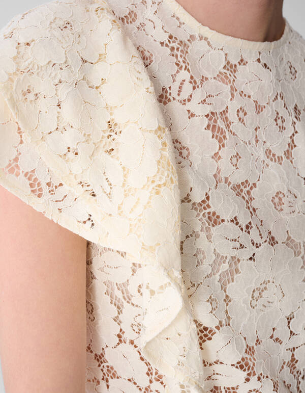 Kanten Ruffle Top Gebroken Wit SHOEBY WOMEN