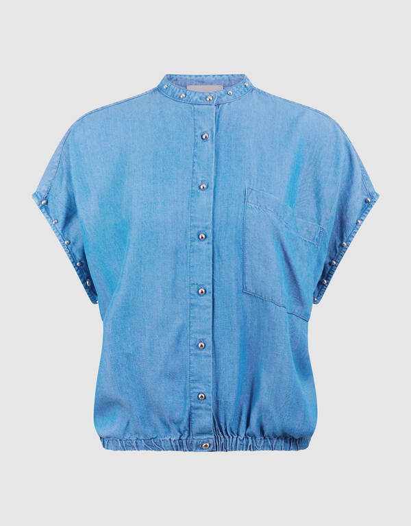 Studs Denim Blouse Blauw SHOEBY WOMEN