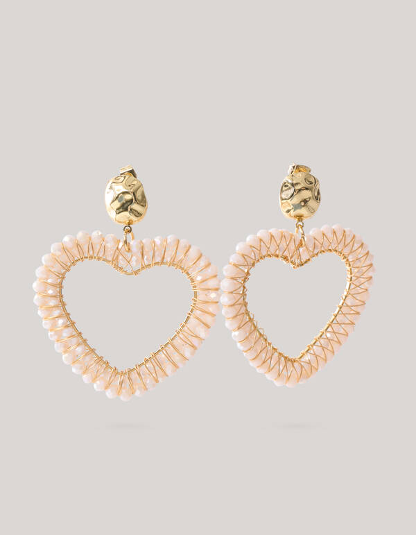 Beaded Heart Oorbellen Gebroken Wit SHOEBY ACCESSOIRES