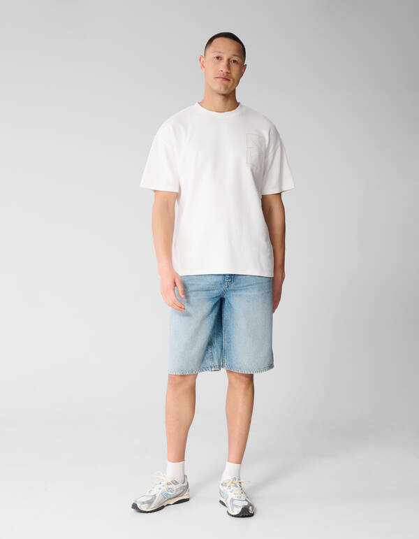 Waffle Embroidery T-shirt Wit SHOEBY MEN