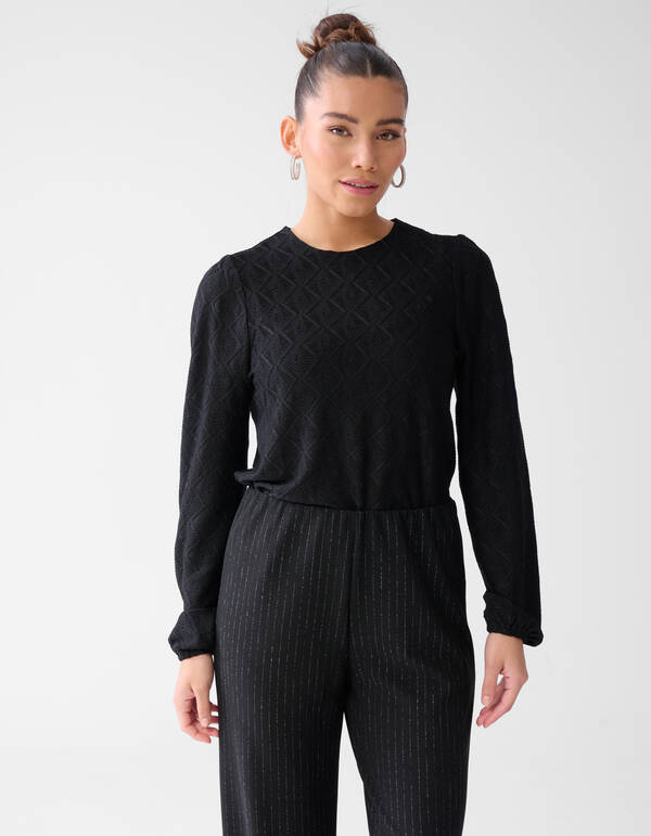 Swirl Structuur Top Zwart SHOEBY WOMEN