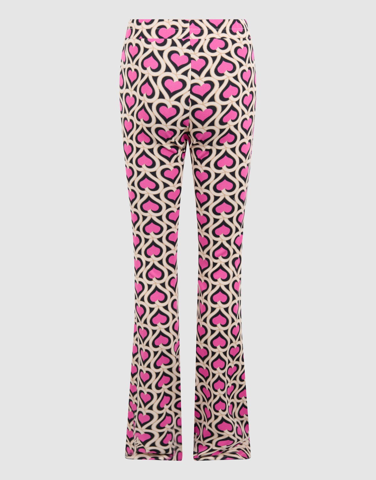 Heart Printed Rib Flared Legging Roze SHOEBY GIRLS