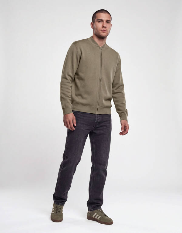 Gebreide Bomber Jack Groen SHOEBY MEN