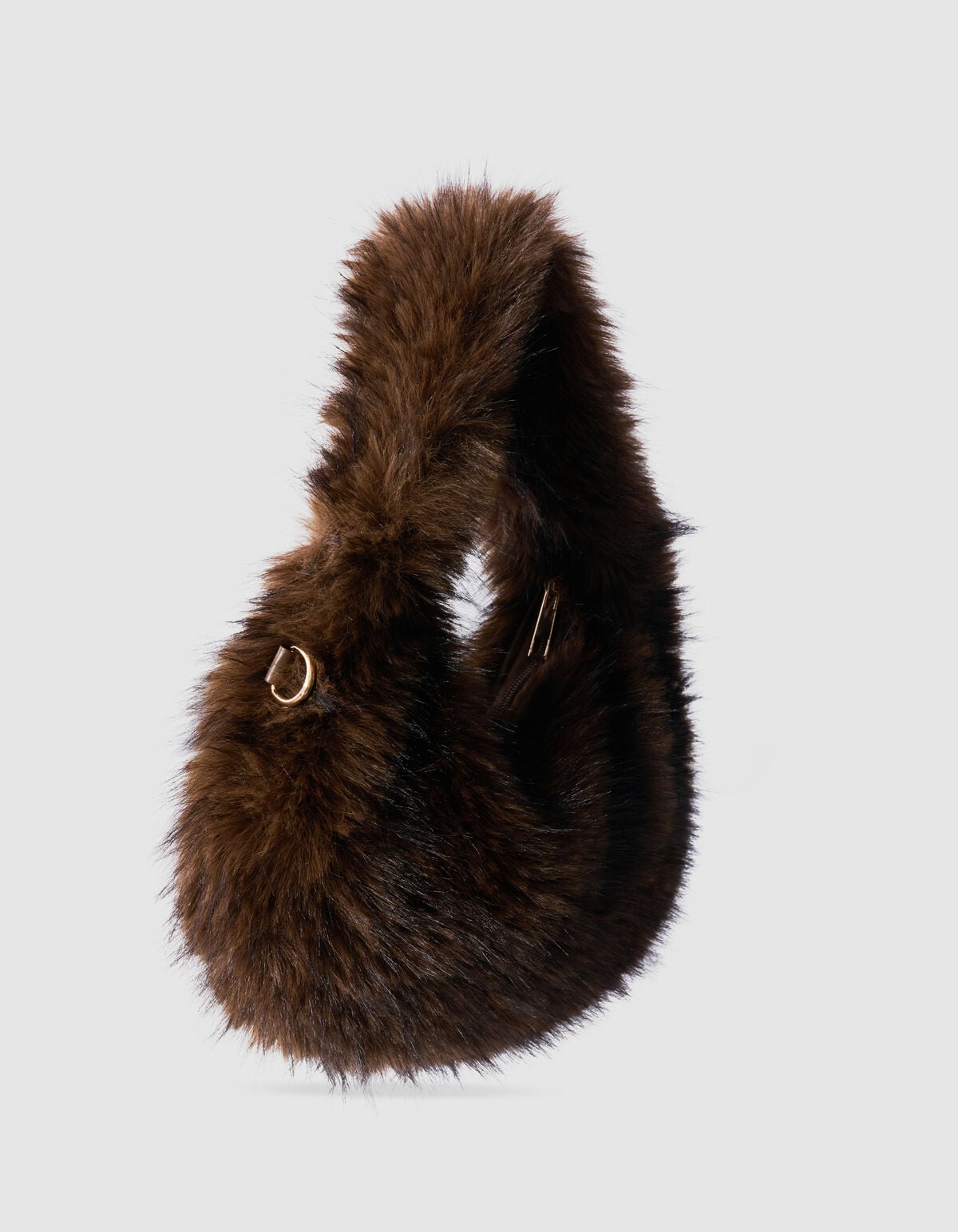 Ronde Faux Fur Tas Donkerbruin SHOEBY ACCESSOIRES