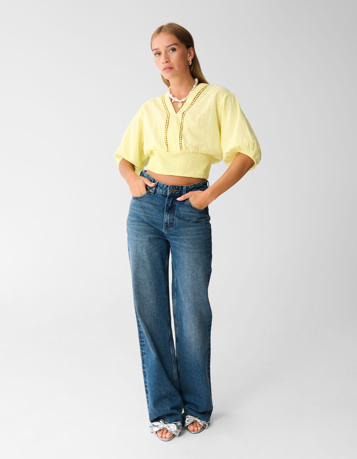 Wide Leg Fit Jeans Extra Lang Donkerblauw SHOEBY WOMEN