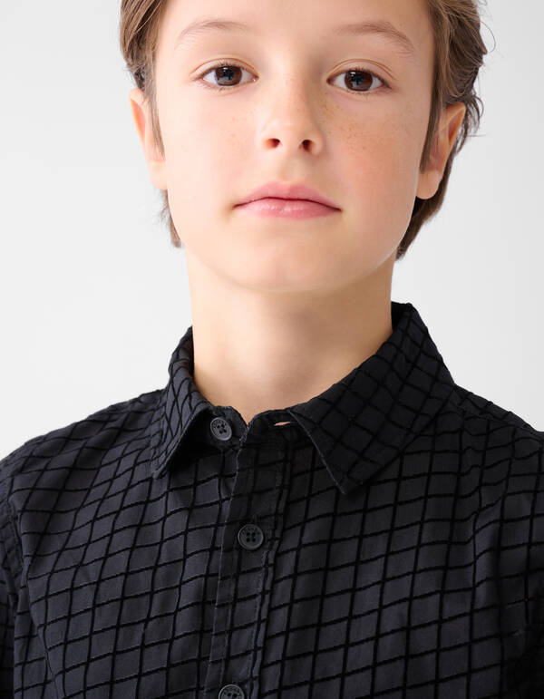 Flock Print Overhemd Zwart SHOEBY BOYS