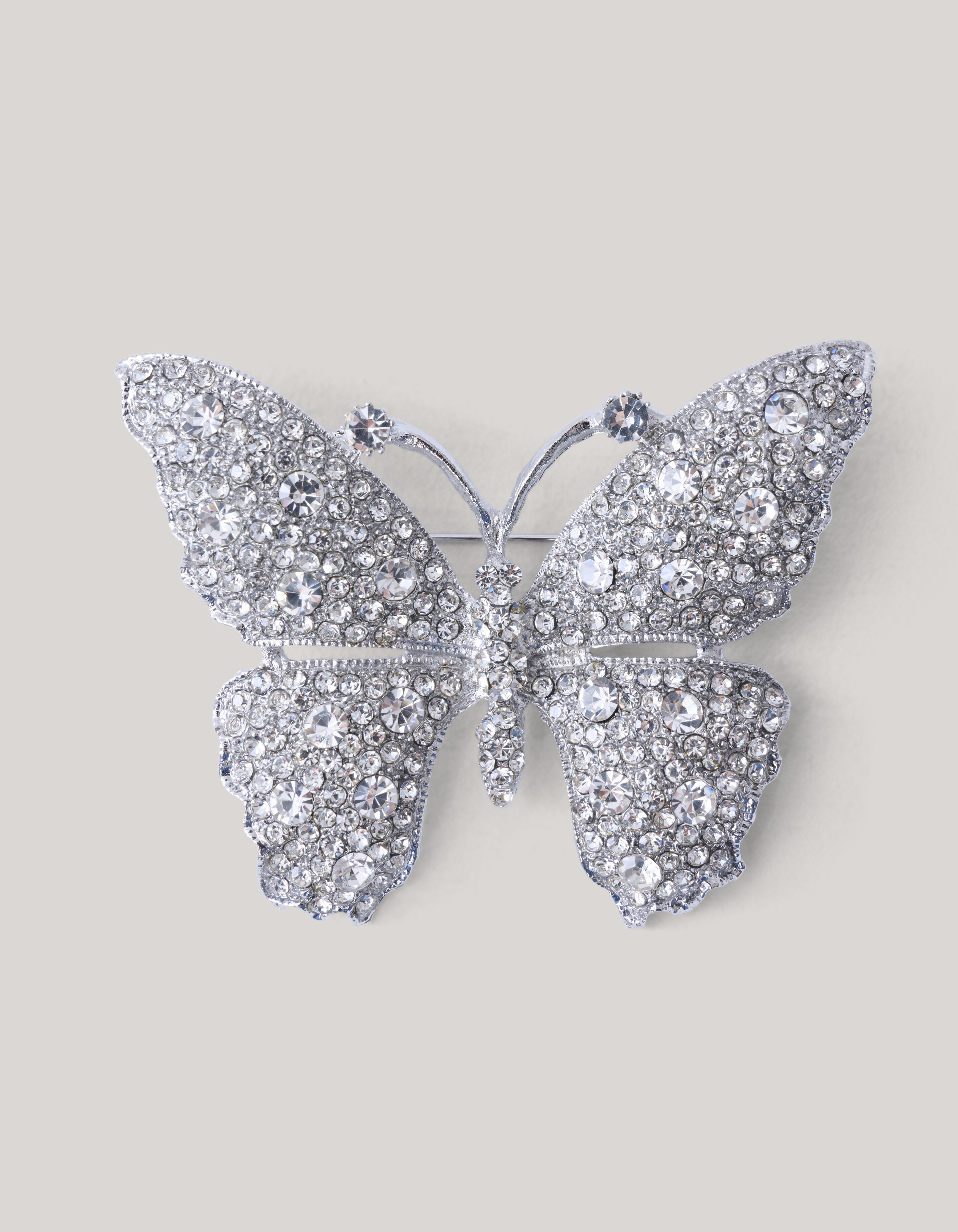 Strass Vlinder Broche Zilver SHOEBY ACCESSOIRES