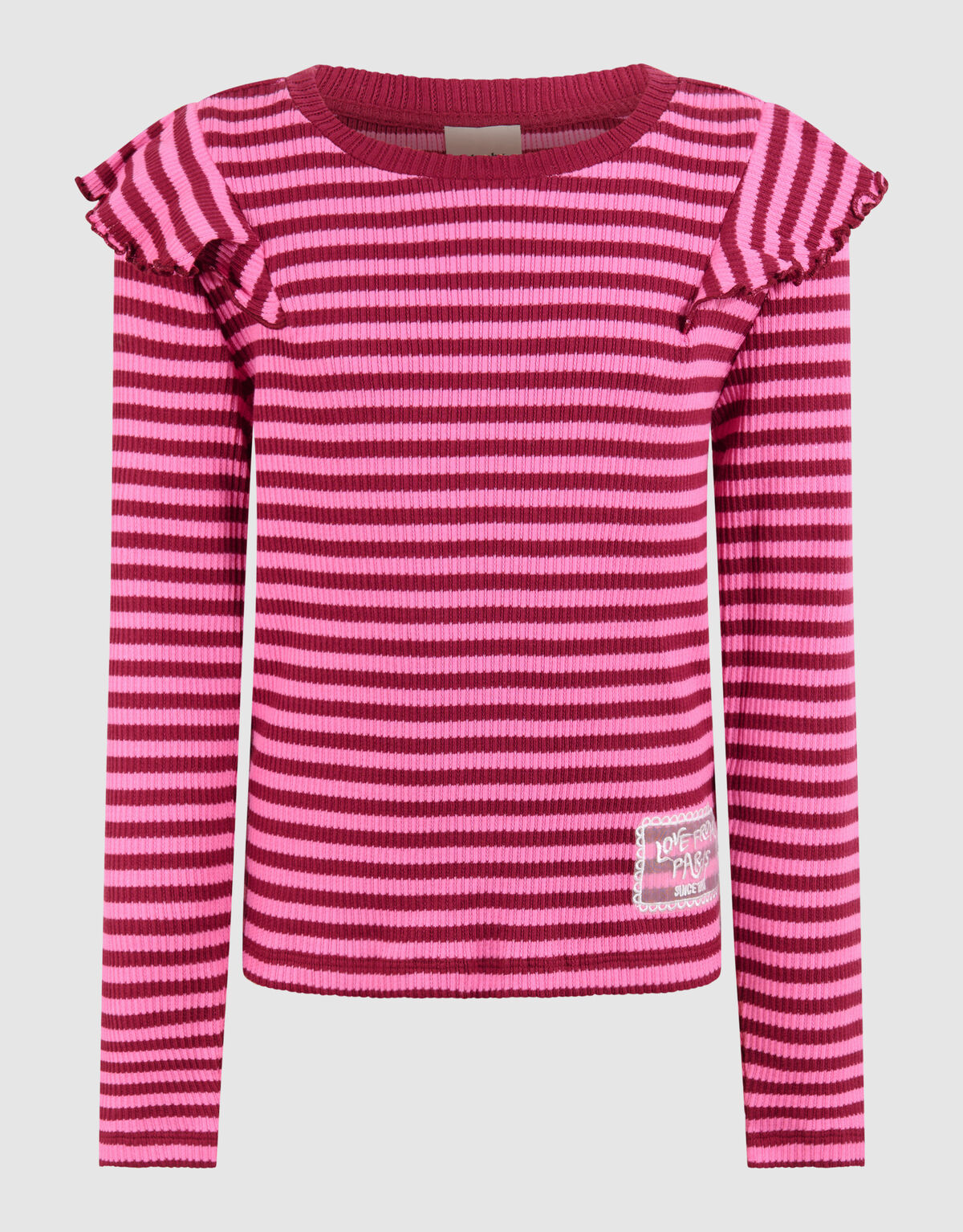 Striped Ruffle Top Donkerrood SHOEBY GIRLS