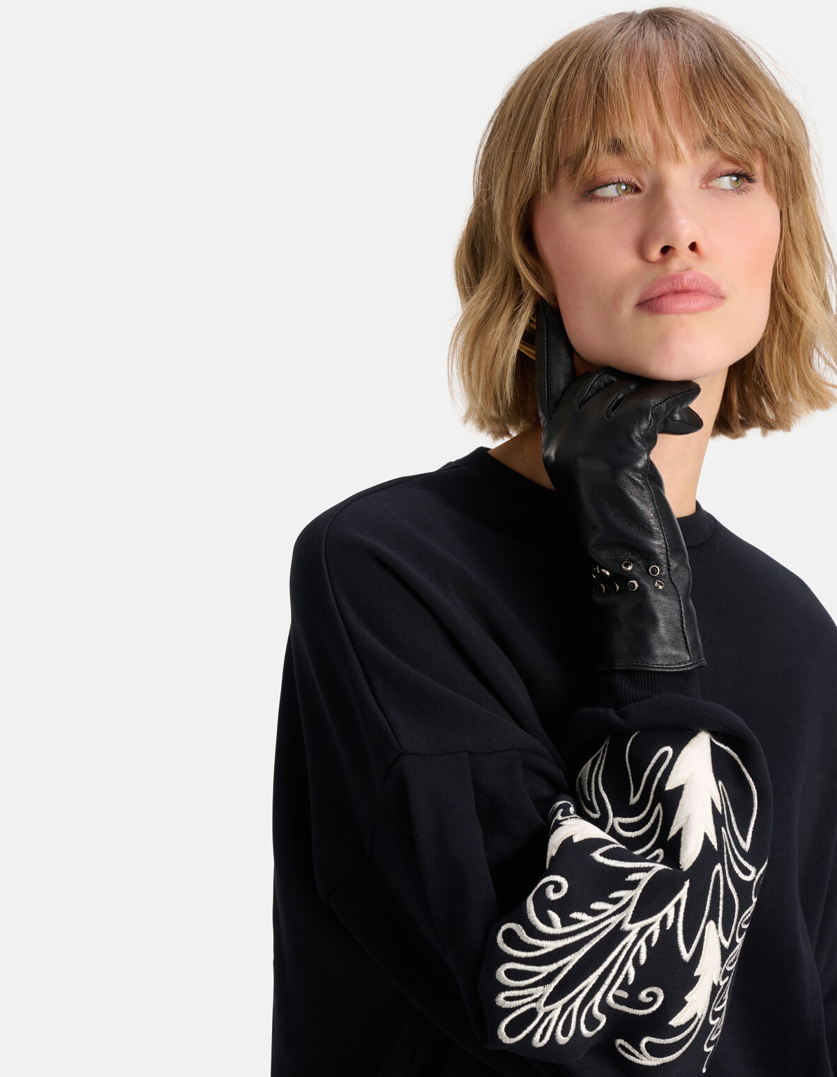 Leren Strass Handschoenen Zwart SHOEBY ACCESSOIRES