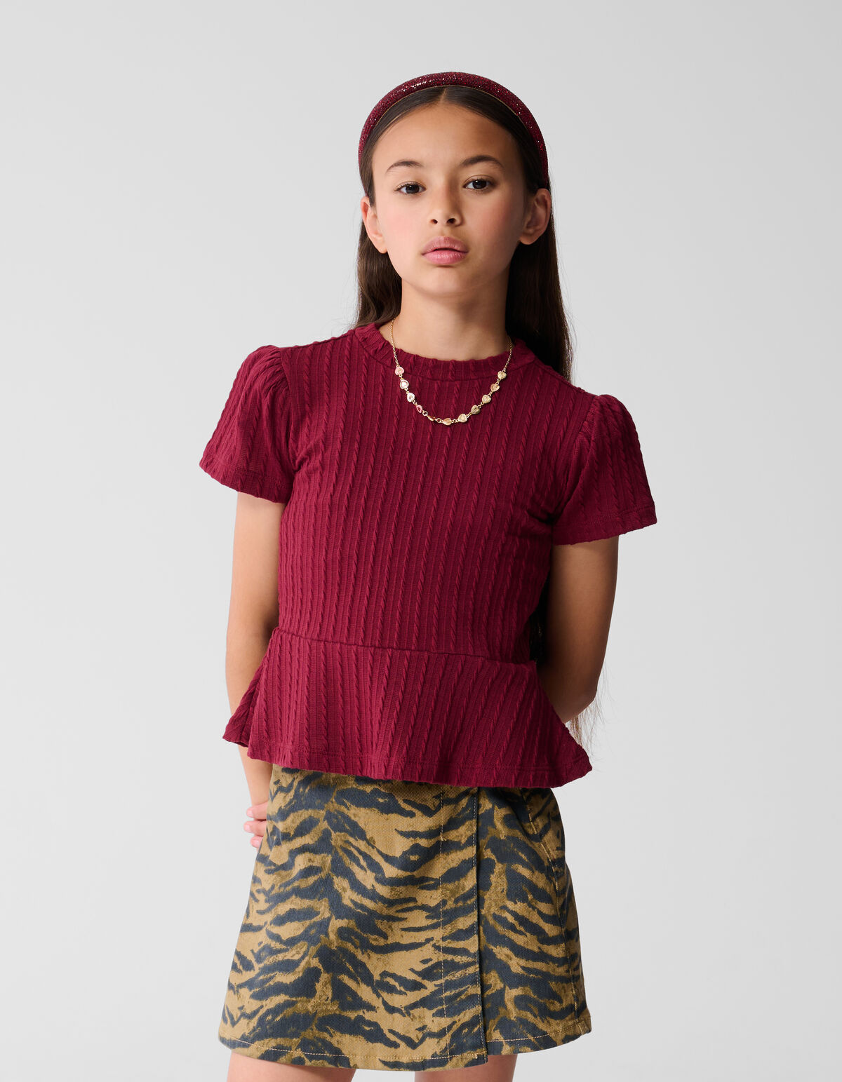 Peplum Top Donkerrood SHOEBY GIRLS