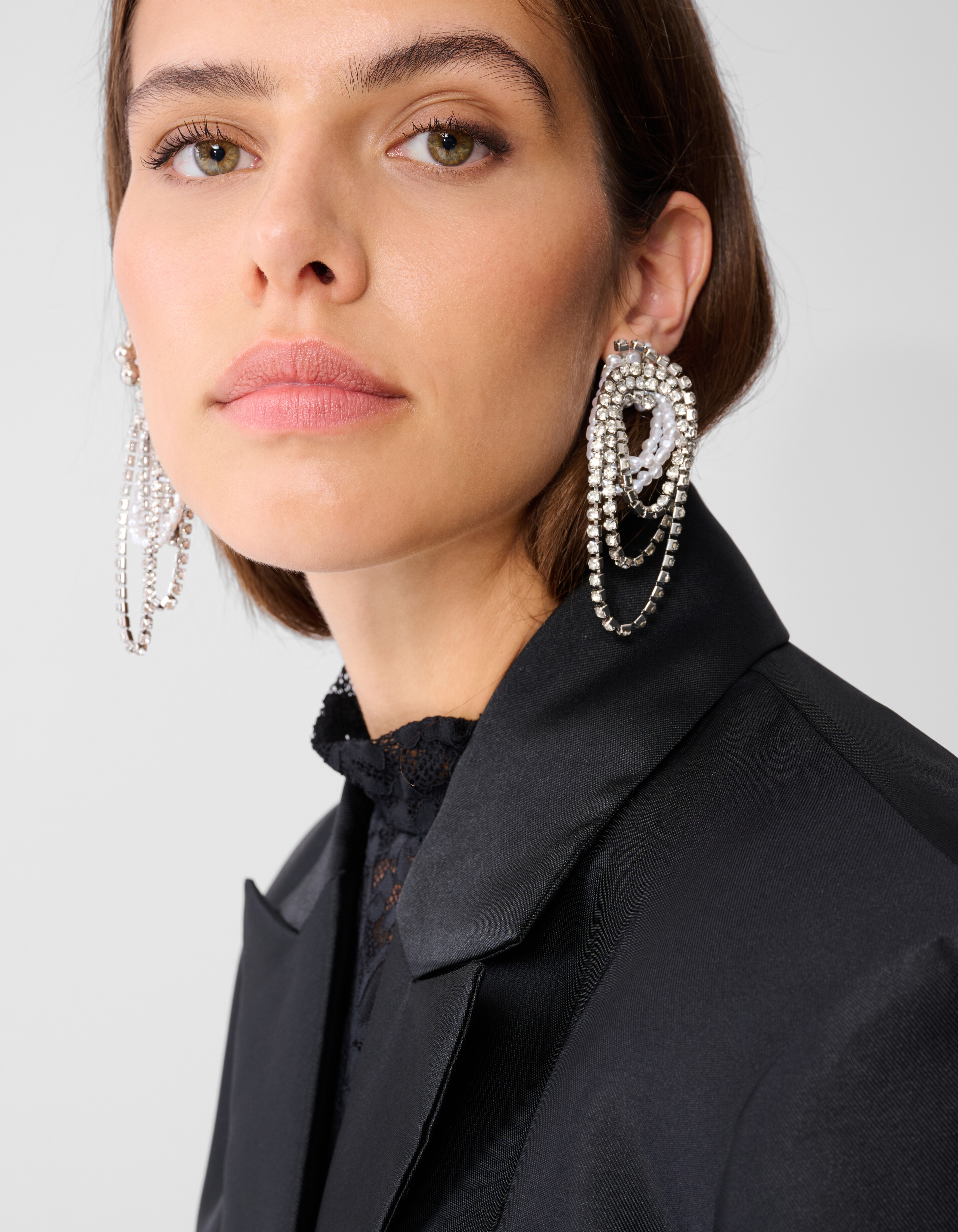 Oversized Satijn Twill Blazer Zwart SHOEBY WOMEN