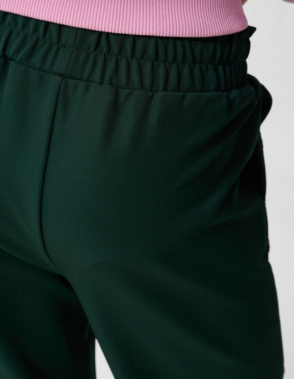 Sporty Wide Leg Broek Donkergroen SHOEBY GIRLS