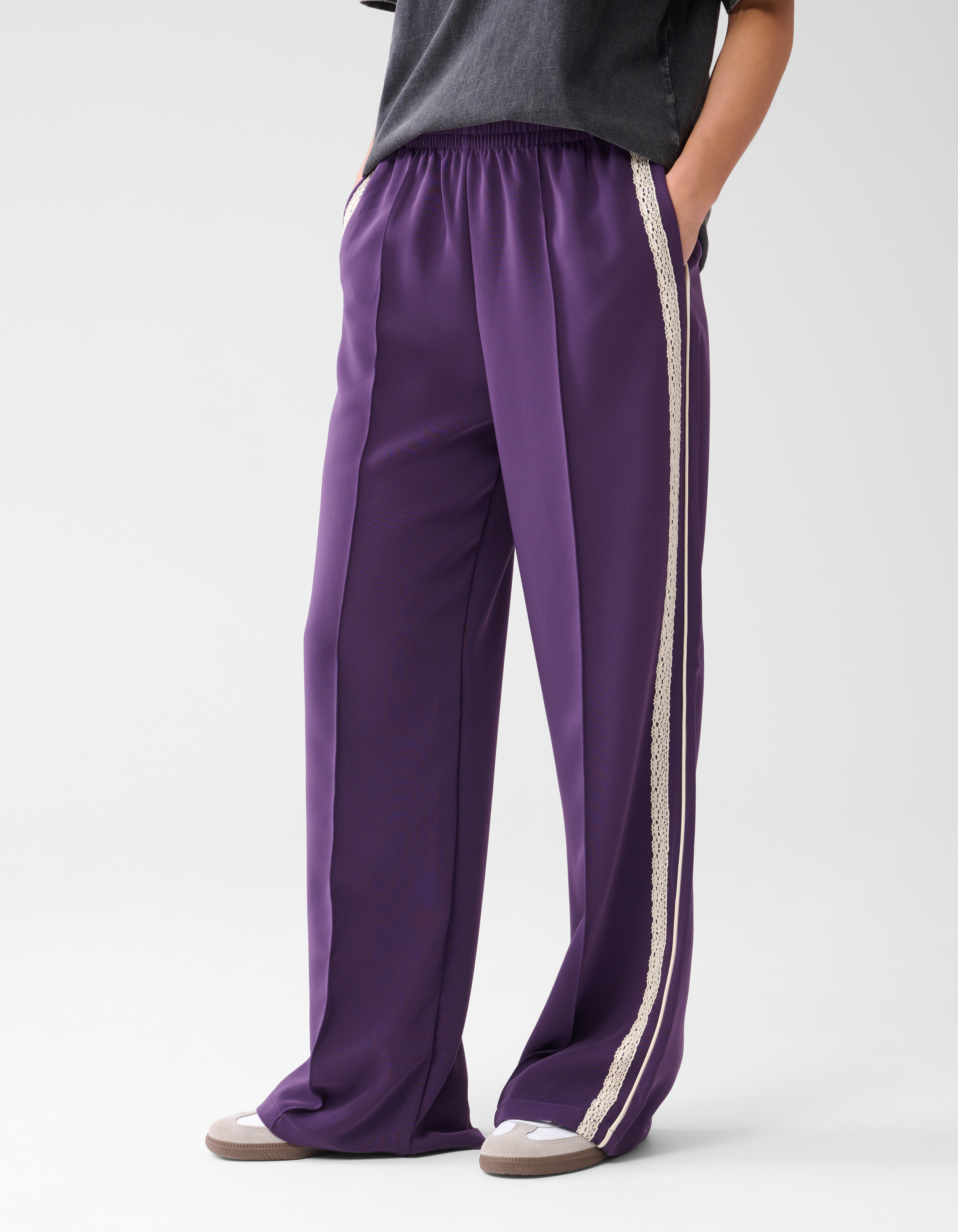 Sporty Wide Leg Broek Donkerpaars SHOEBY WOMEN