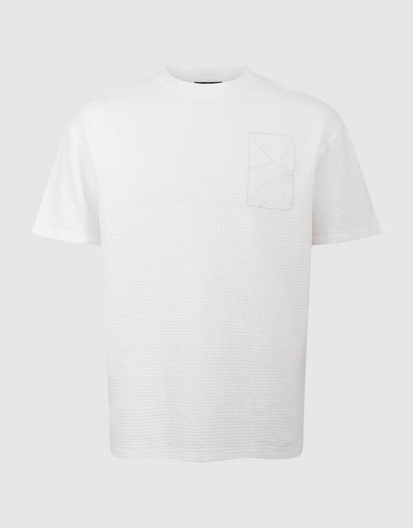Waffle Embroidery T-shirt Wit SHOEBY MEN