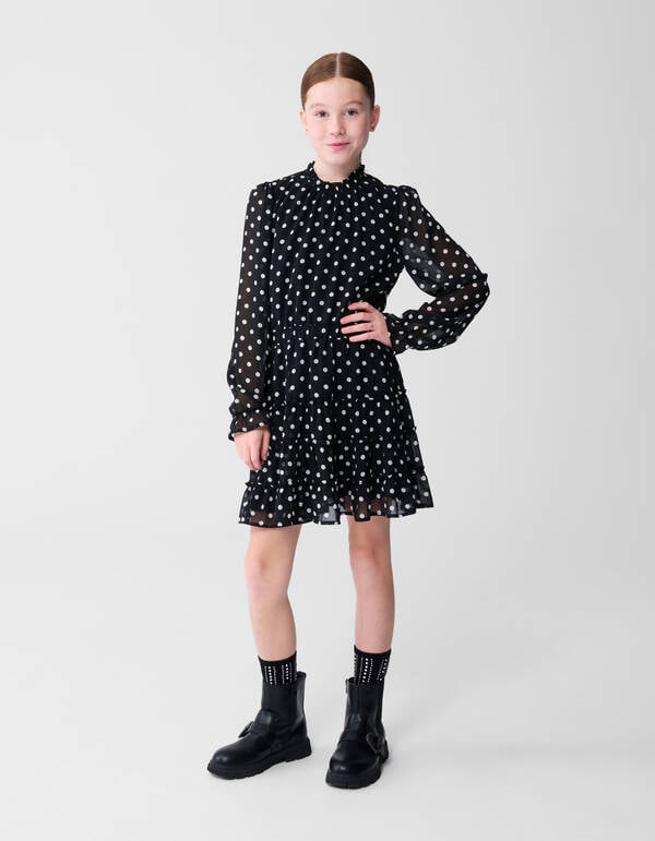 Polkadot Mini Jurk Zwart/Wit SHOEBY GIRLS