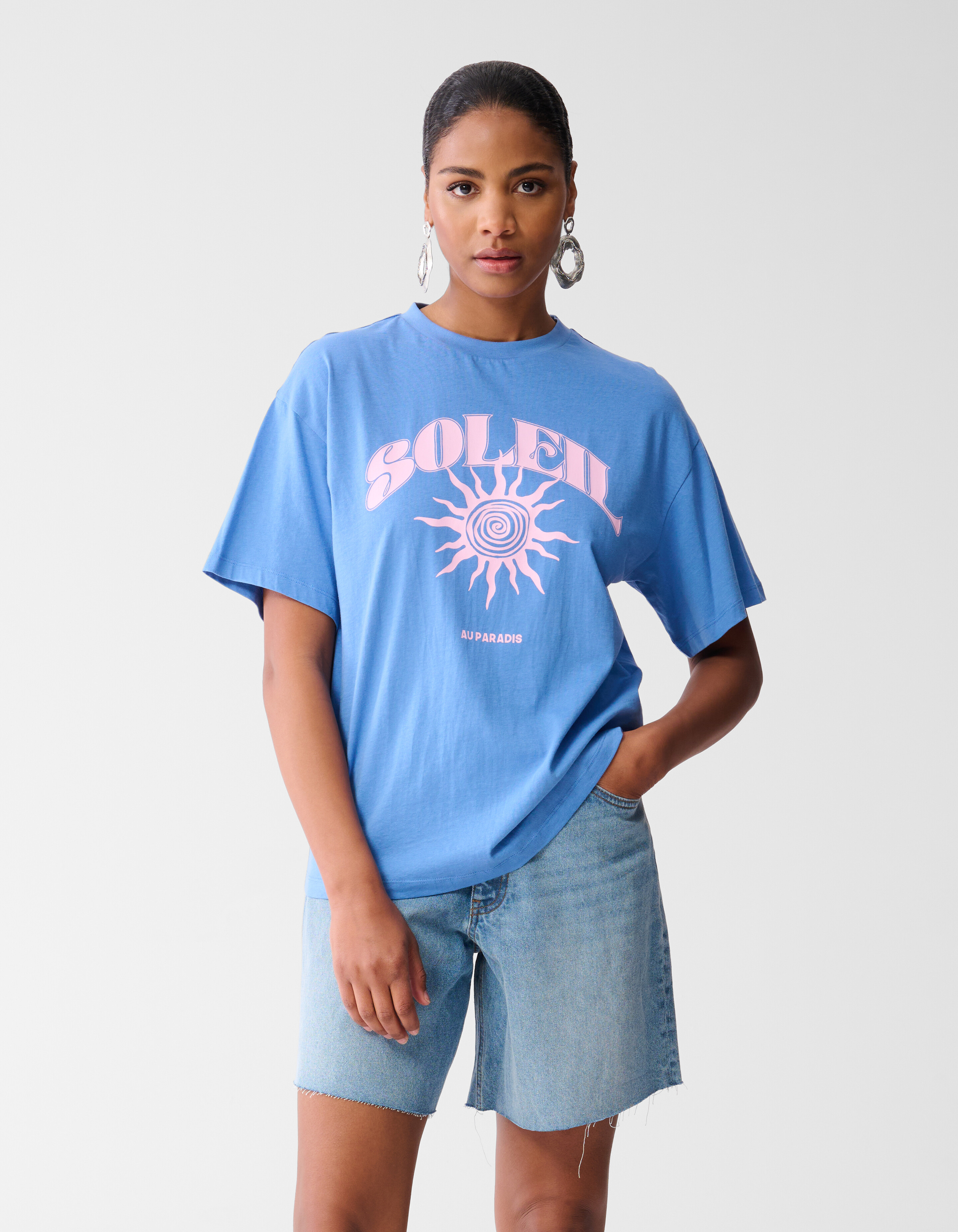 Soleil Artwork T-shirt Blauw SHOEBY WOMEN