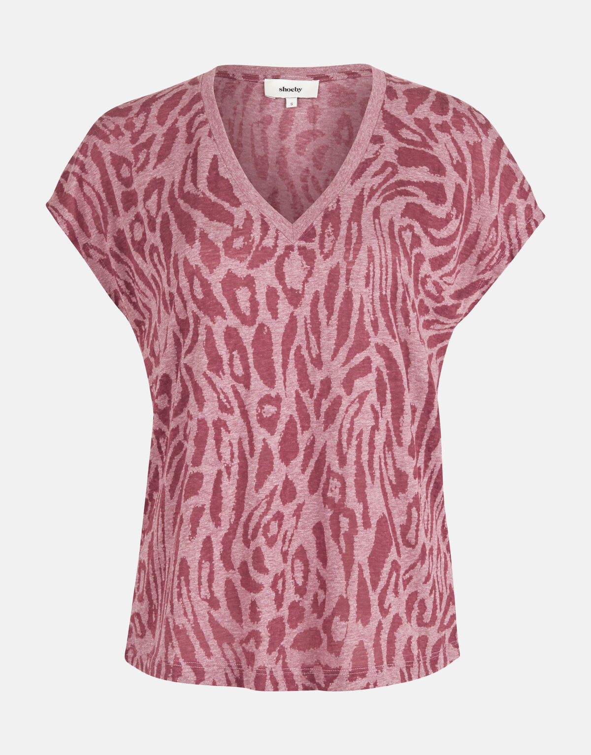 Leopard Print V-hals T-shirt Paars SHOEBY WOMEN