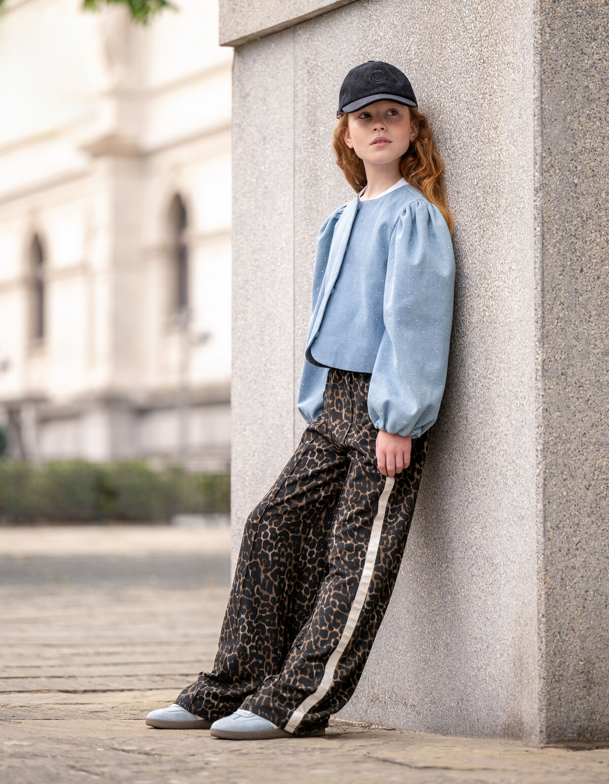 Sporty Leopard Wide Leg Broek Bruin SHOEBY GIRLS