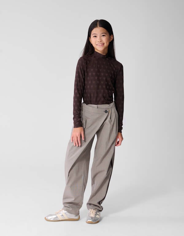 Heart Printed Longsleeve Top Donkerbruin SHOEBY GIRLS