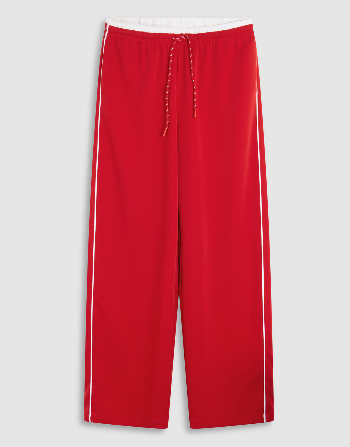 Sporty Waistband Wide Leg Broek Rood SHOEBY WOMEN