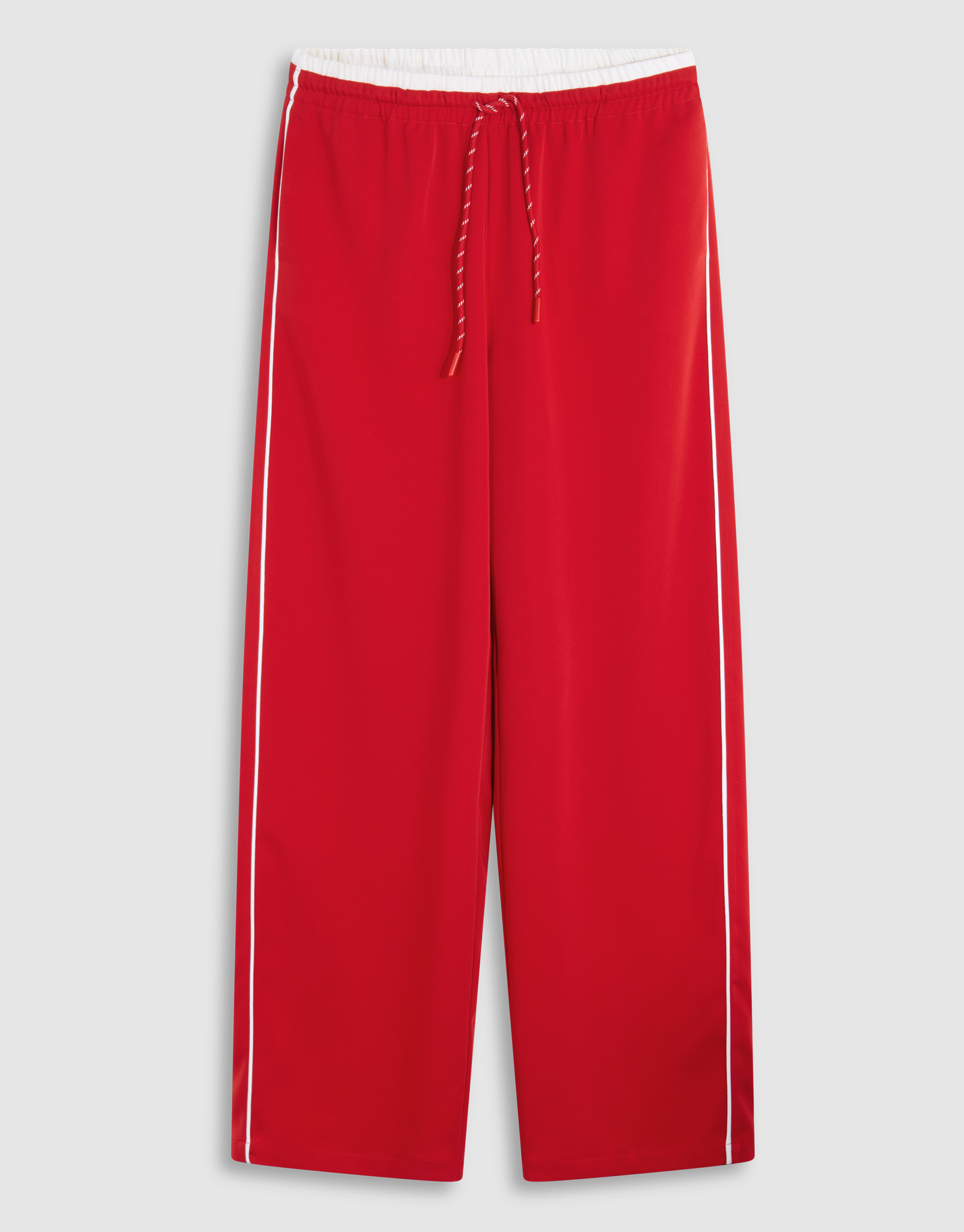 Sporty Waistband Wide Leg Broek Rood SHOEBY WOMEN
