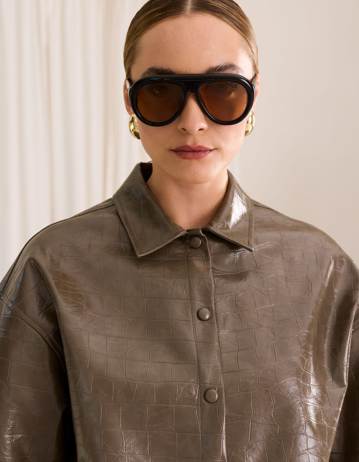 Croco Blouse Donkergroen By Mieke SHOEBY WOMEN