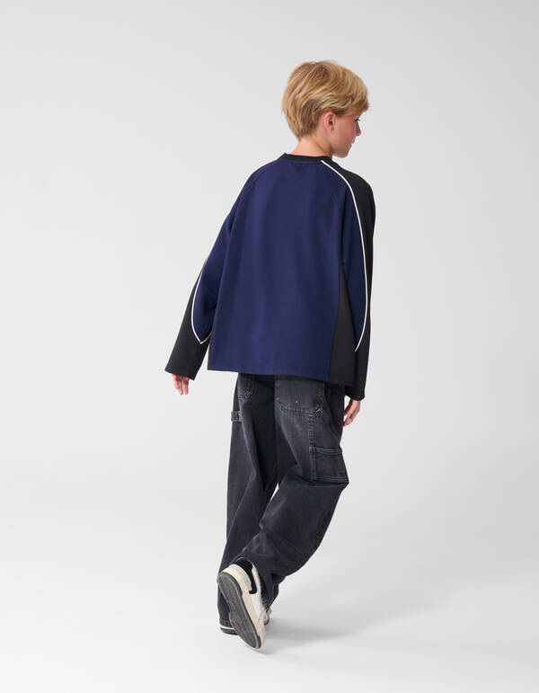 Oversized Sporty Longsleeve T-shirt Donkerblauw SHOEBY BOYS
