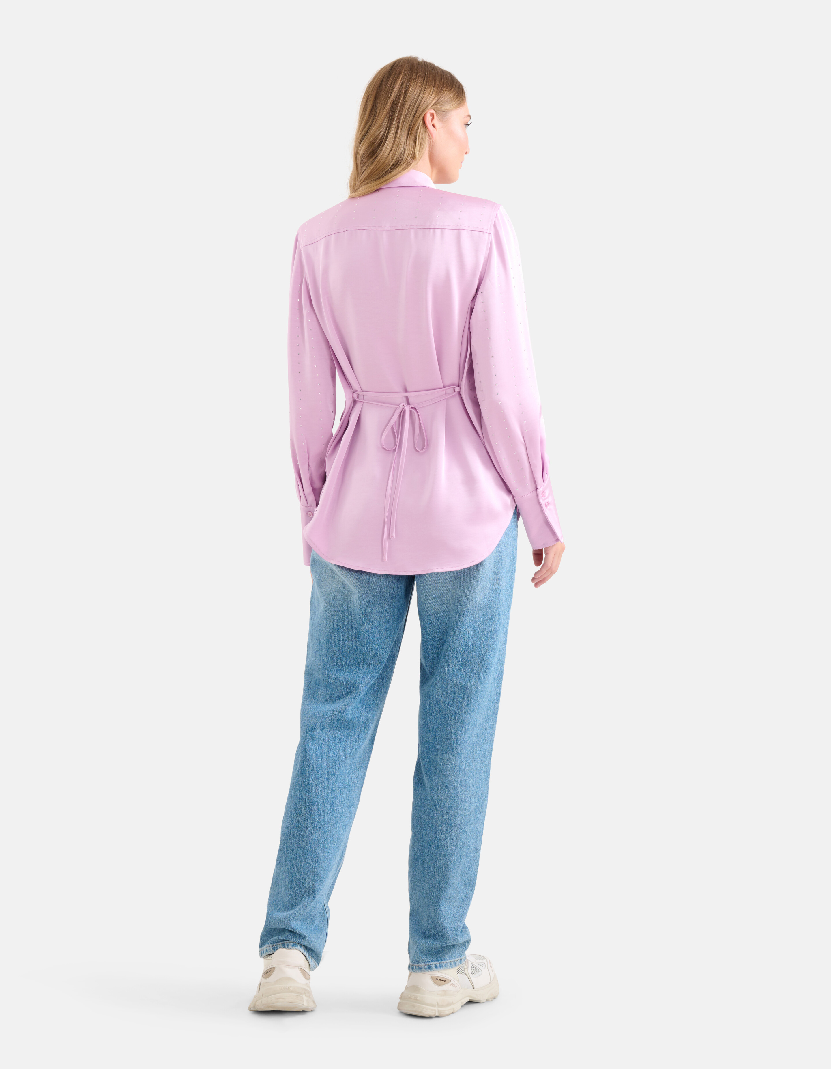 Satijnen Strass Blouse Lichtroze SHOEBY WOMEN