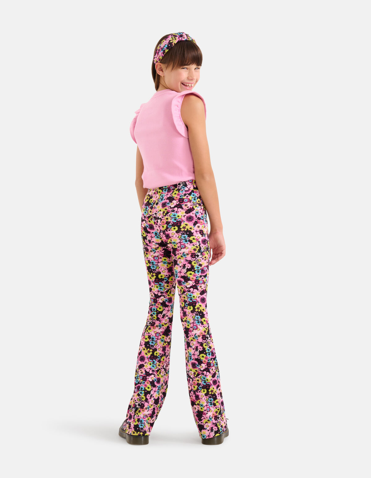 Ruffle Rib Top Roze SHOEBY GIRLS