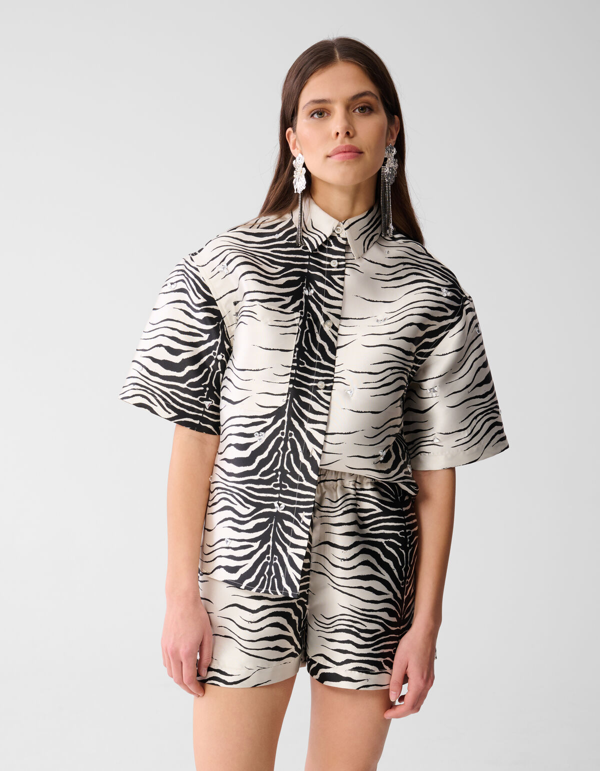 Zebra Print Blouse Zwart/Gebroken wit SHOEBY WOMEN