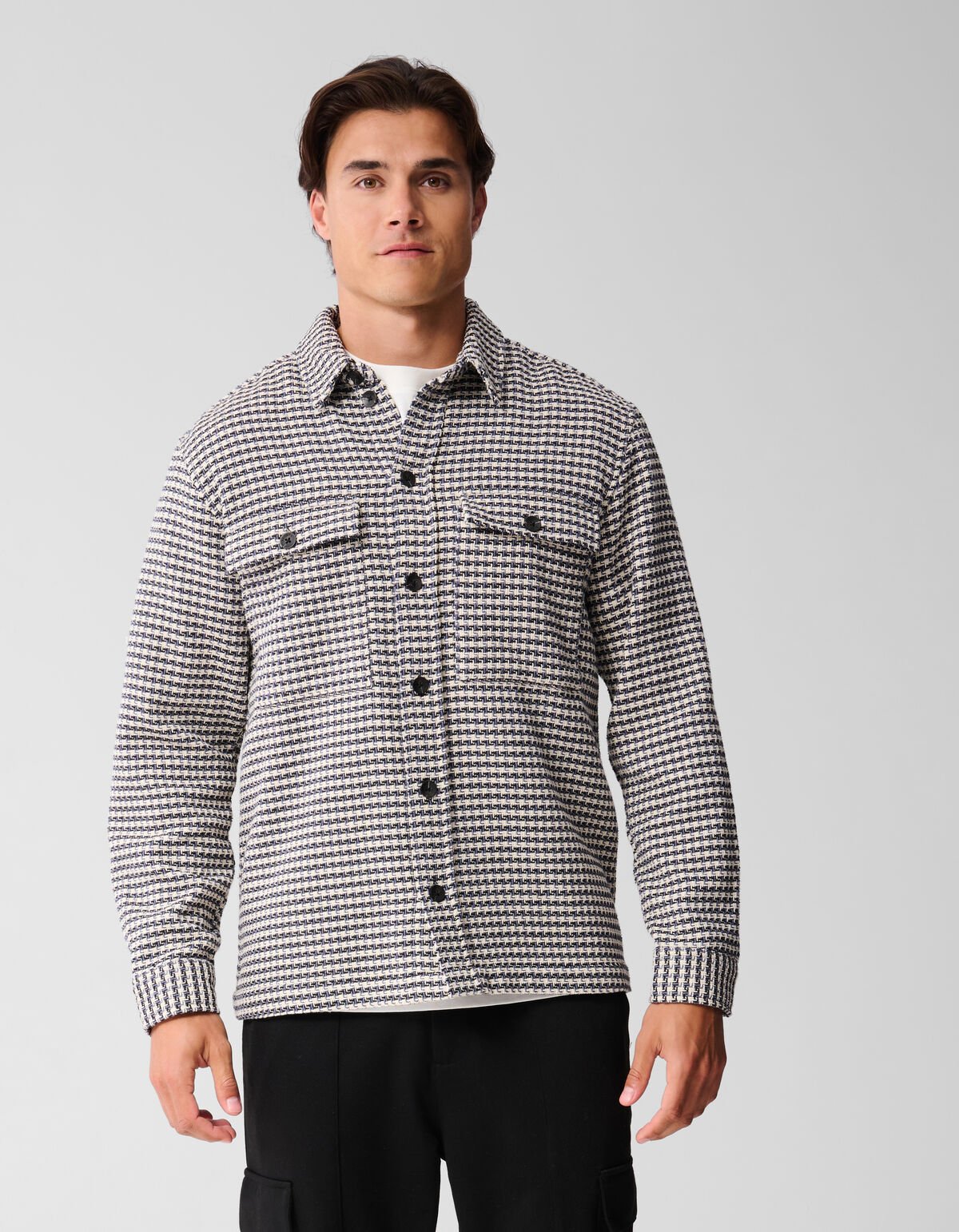 Pied De Poule Overshirt Zand SHOEBY MEN
