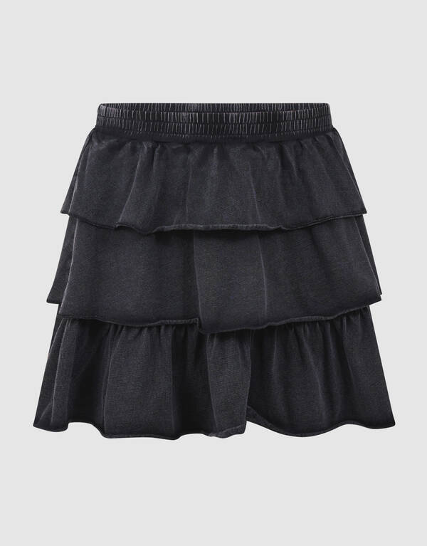 Washed Ruffle Mini Rok Donkergrijs SHOEBY GIRLS