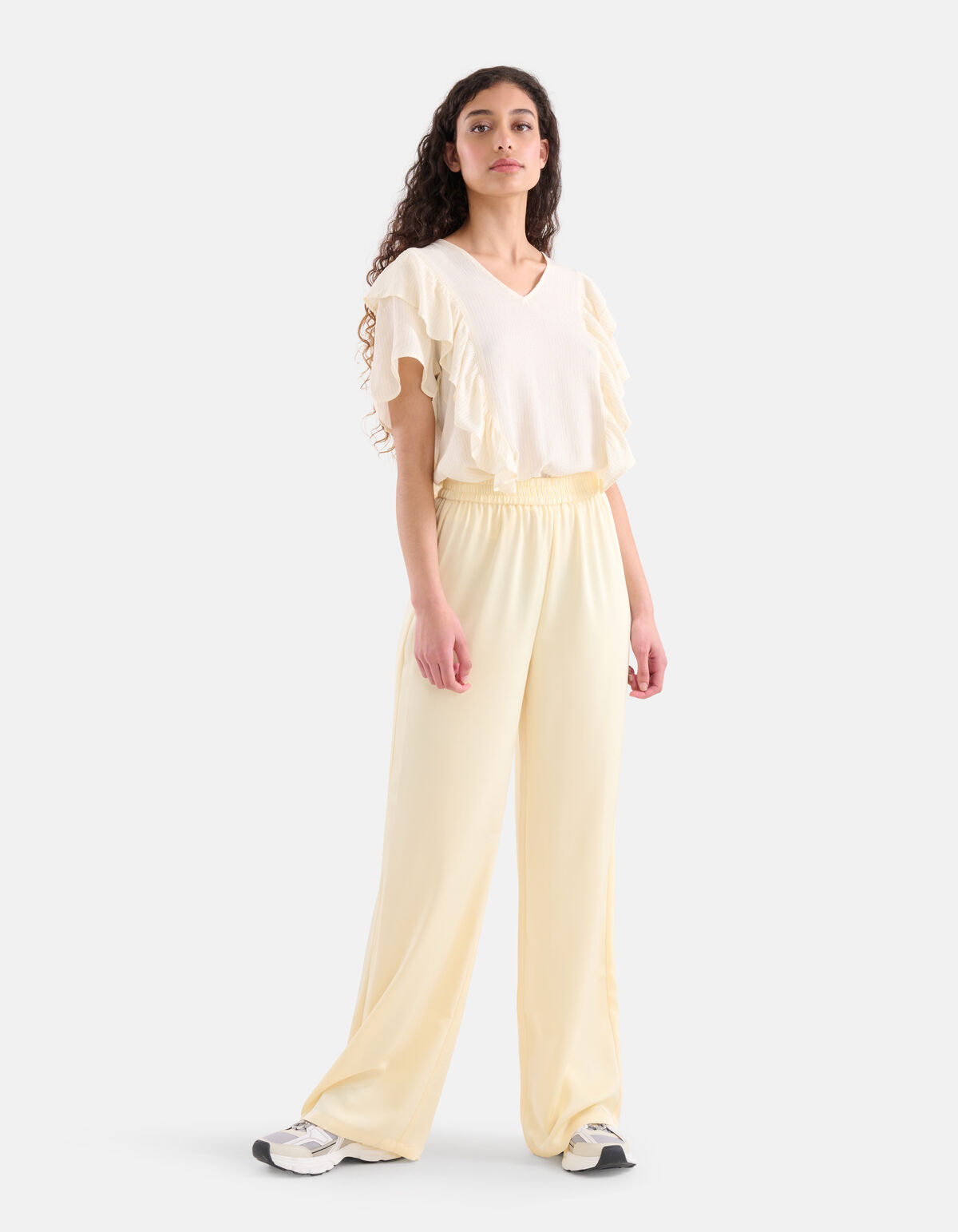 Ruffle Lurex Top Gebroken Wit SHOEBY WOMEN