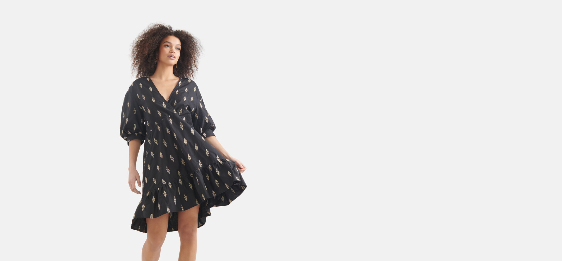 Poplin Embroidery Jurk Zwart SHOEBY WOMEN