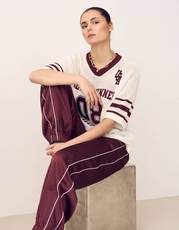 Satijnen Contrast Jogger Donkerrood SHOEBY WOMEN