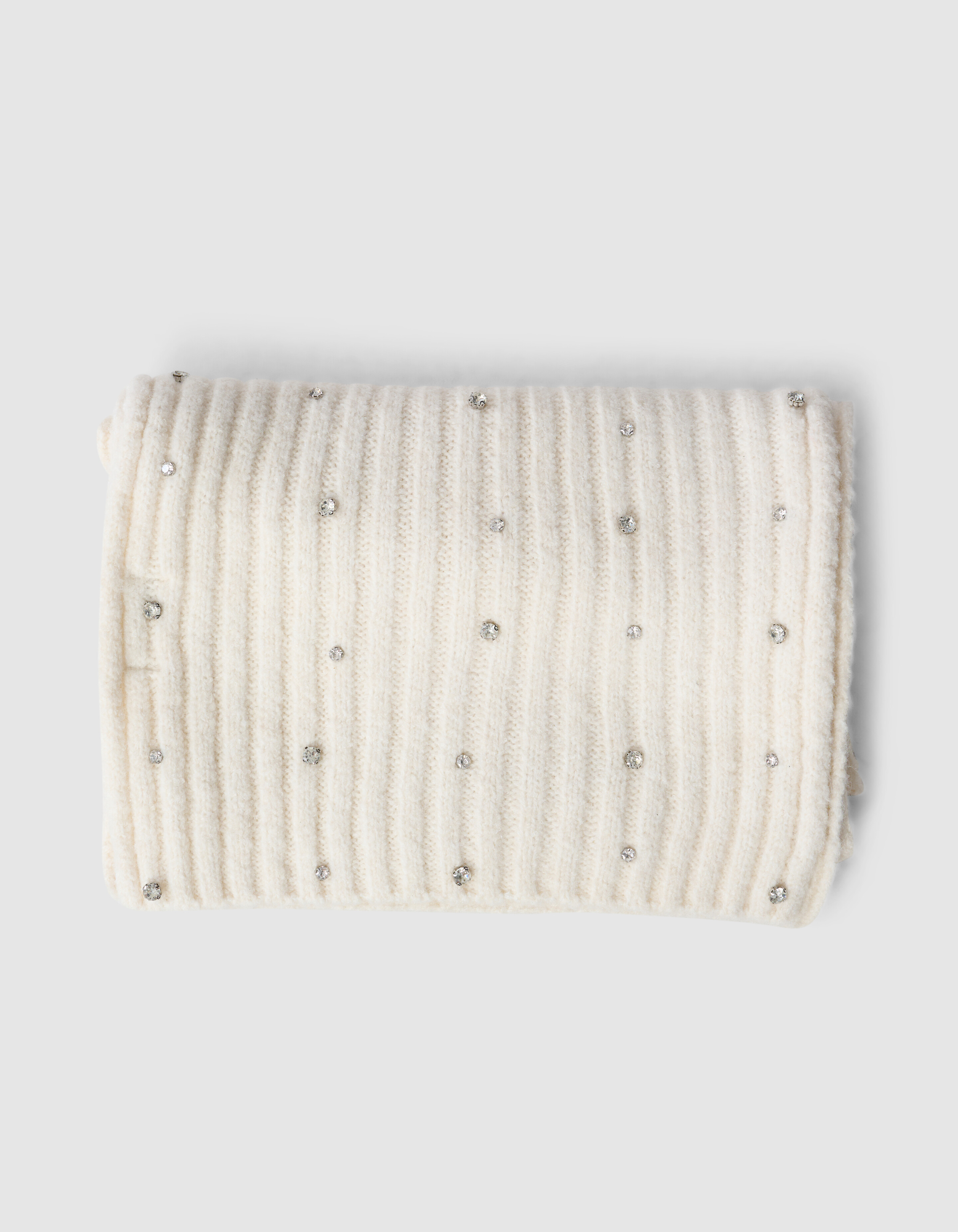 Ribbed Strass Sjaal Gebroken Wit SHOEBY ACCESSOIRES
