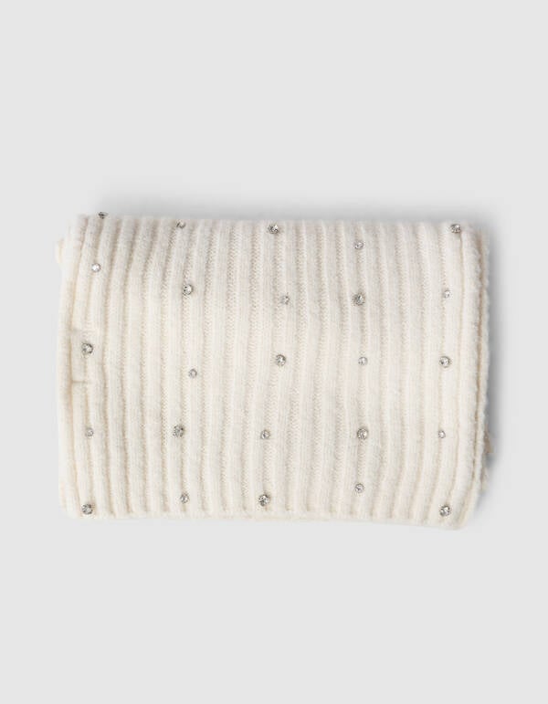 Ribbed Strass Sjaal Gebroken Wit SHOEBY ACCESSOIRES