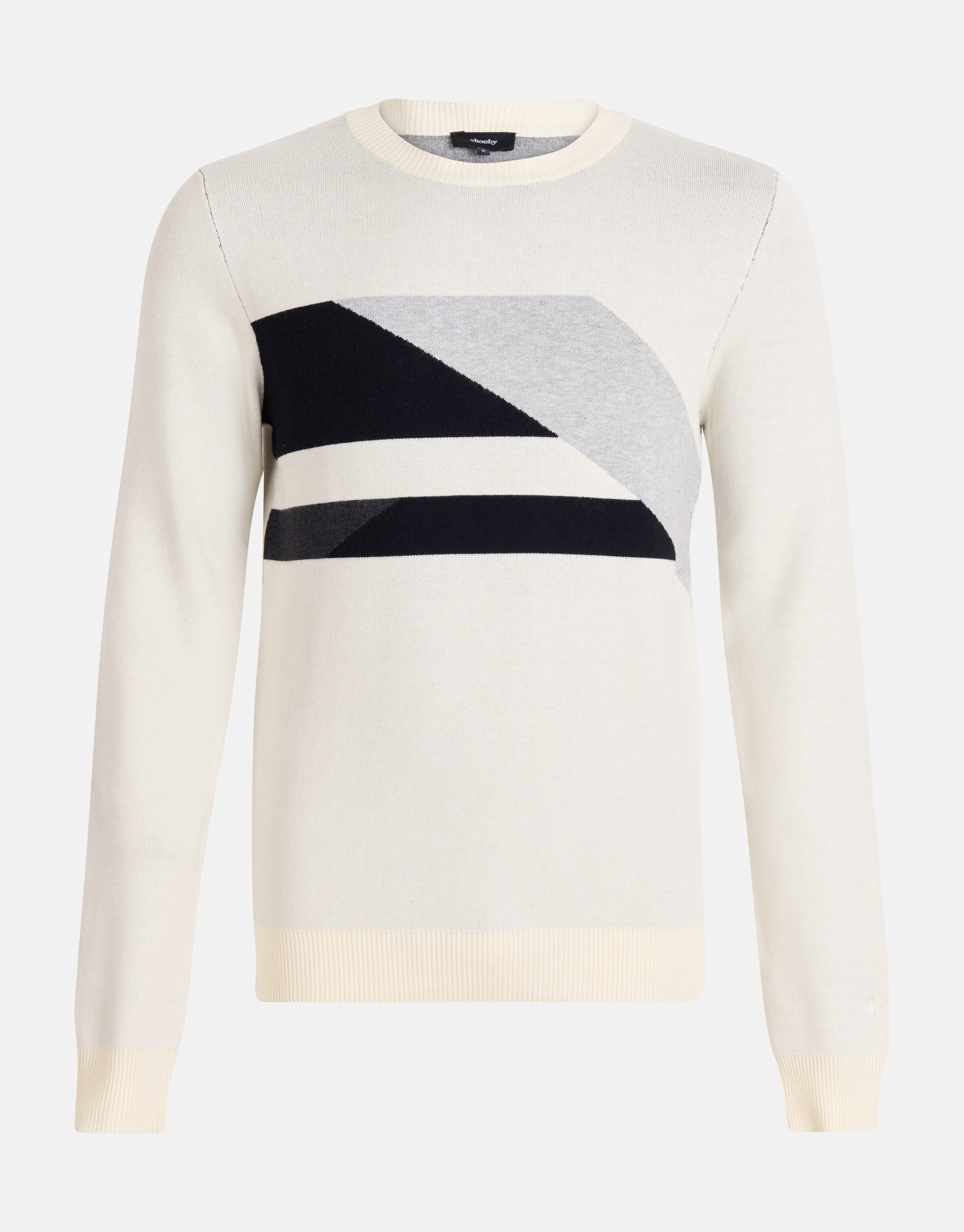 Grafische Jacquard Trui Gebroken Wit SHOEBY MEN