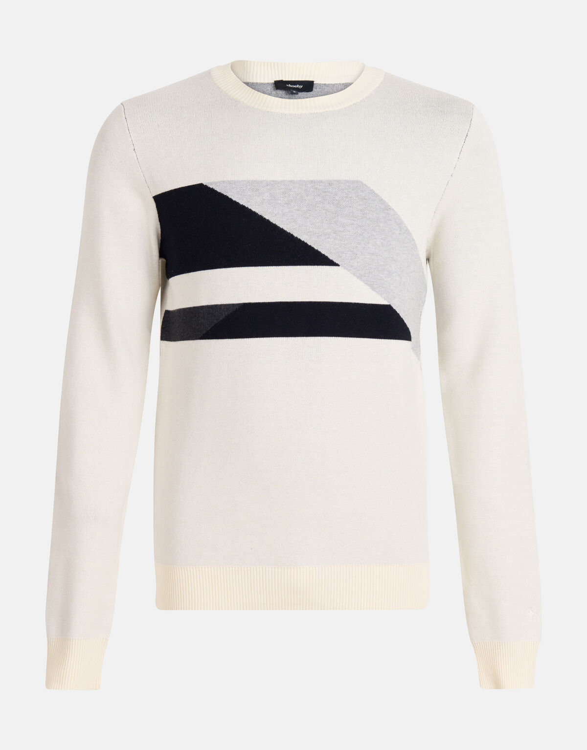 Grafische Jacquard Trui Gebroken Wit SHOEBY MEN