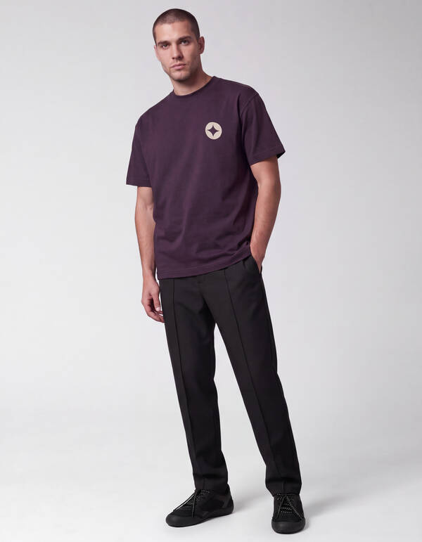 Crinkle Print T-shirt Donkerpaars SHOEBY MEN
