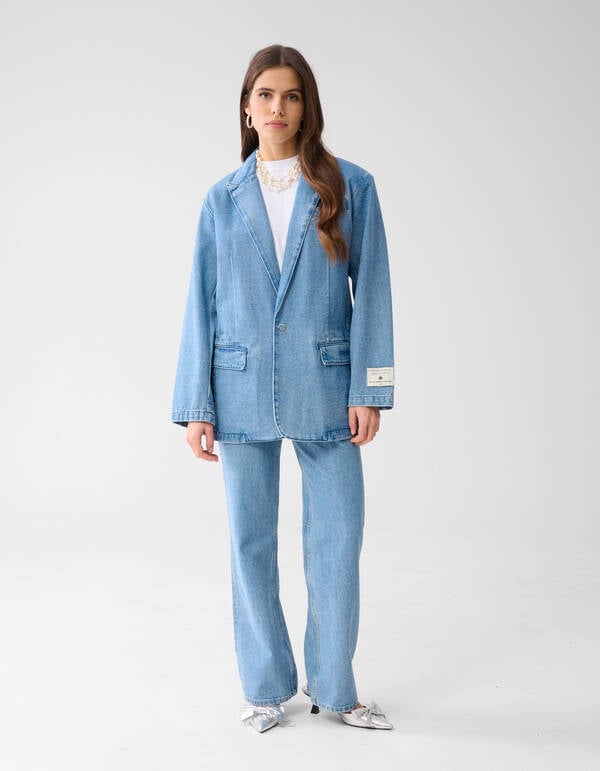 Oversized Denim Blazer Mediumstone SHOEBY WOMEN