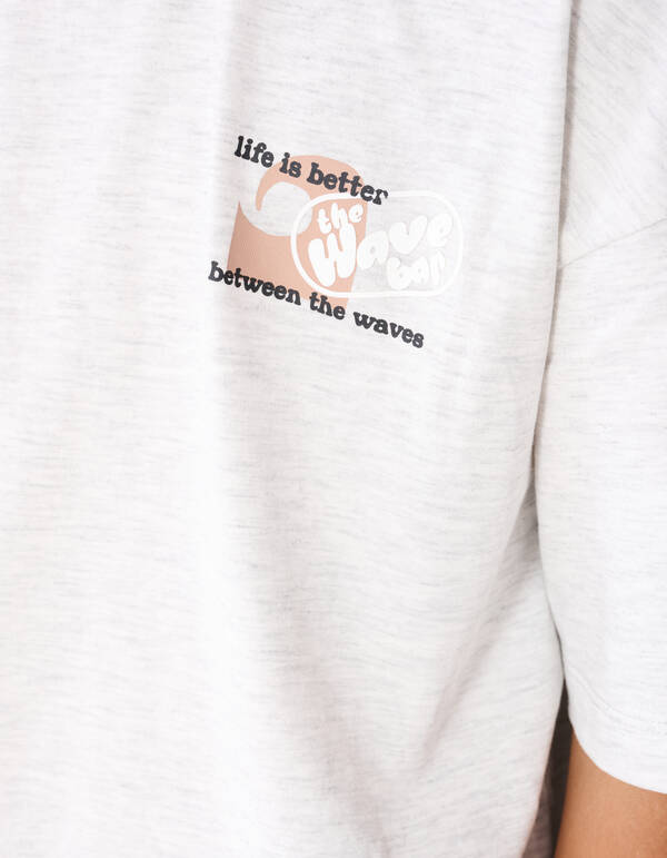 Oversized Waves Artwork T-shirt Lichtgrijs SHOEBY BOYS